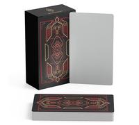 Metaphoracle Blank Tarot Cards with Design on Back - DIY Deck of 80 Cards to Create Your Own Oracle Tarot Deck - Sacred Geometry Design with Metallic Gold Foil - 4.75 inches x 2.75 inches (Red)