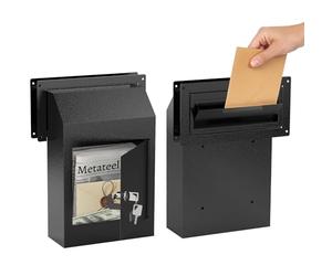 Metateel Through-The-Door Drop Box - Drop Deposit Mailbox with Slot Catcher, Heavy Duty Steel Mailbox with Lock for Secure Storage of Letters & Checks - Ideal for Home, Office, or Apartment