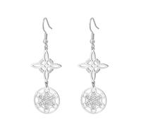 Metatron Cube Witch Knot Earrings Celtic Triquetra Trinity Nudo De Bruja Sacred Geometry Wiccan Seals of Archangel Talisman Jewelry Irish Gifts for Women (silver 2)