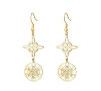 Metatron Cube Witch Knot Earrings Celtic Triquetra Trinity Nudo De Bruja Sacred Geometry Wiccan Seals of Archangel Talisman Jewelry Irish Gifts for Women (gold 2)