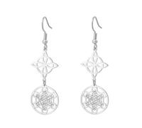 Metatron Cube Witch Knot Earrings Celtic Triquetra Trinity Nudo De Bruja Sacred Geometry Wiccan Seals of Archangel Talisman Jewelry Irish Gifts for Women (silver 1)