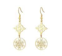Metatron Cube Witch Knot Earrings Celtic Triquetra Trinity Nudo De Bruja Sacred Geometry Wiccan Seals of Archangel Talisman Jewelry Irish Gifts for Women (gold 1)