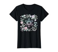 Metatron Cube with Rose Value Graphic T-Shirt, Women, Black, M