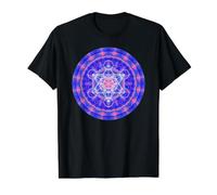 Metatron’s Cube Sacred Geometry Blue Orange Shapes Mania Value Graphic T-Shirt, Men, Black, S