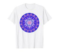 Metatron’s Cube Sacred Geometry Blue Orange Shapes Mania Value Graphic T-Shirt, Men, White, S