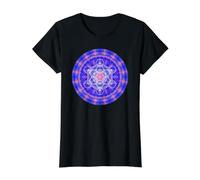 Metatron’s Cube Sacred Geometry Blue Orange Shapes Mania Value Graphic T-Shirt, Women, Black, XL