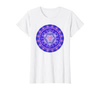 Metatron’s Cube Sacred Geometry Blue Orange Shapes Mania Value Graphic T-Shirt, Women, White, XS
