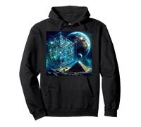 Metatron's Cube Fourth Dimension with Earth and Pyramids Pullover Hoodie