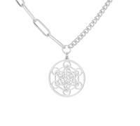 Metatrons Cube Pendant Necklace for Men and Women, Stainless Steel, Geometric Style, Hollow Out Seal of the Archangel Necklace, Spiritual Healing, Talisman Jewellery, one size, Stainless Steel, No