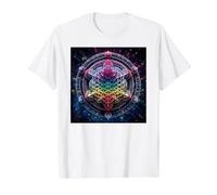Metatron's Cube Sacred Geometry Creation Value Graphic T-Shirt, Men, White, XL