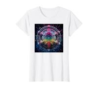 Metatron's Cube Sacred Geometry Creation Value Graphic T-Shirt, Women, White, XL