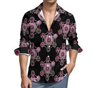 Metatron's Cube Sacred Geometry Men's Long Sleeve Shirts Button Down Casual Shirt with Pocket 4XL