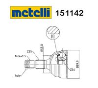 METELLI CV Axle Joint Hub Side Citroen Xantia Peugeot 405 OE 327378