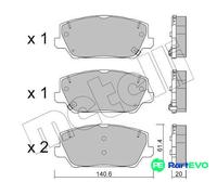 Metelli Brake Pad Set 22-1241-0, Disc Brake for Hyundai Azera i30 Elantra, Kia