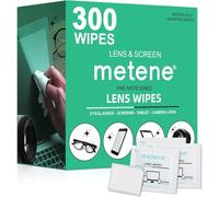 Metene Lens Cleaning Wipes, 300 PCS Individually Wrapped Glasses Wipes, Pre-Moistened Lens Wipes, Great for Eyeglasses, Camera Lens, Tablets, TV, Phone, Computer Screen, Car Rearview Mirror and More