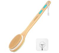 Metene Shower Brush with Soft and Stiff Bristles, Bath Dual-Sided Long Handle Back Scrubber Body Exfoliator for Wet or Dry Brushing