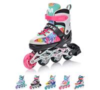 meteor Adjustable Shoe 4-in-1 Kids Skates - Beginner Quad, Inline & Ice Skating Set - Children’s Roller Boots - ABEC 7 - Big Wheels - Skates Carbon 4in1Girls - Kidsroller