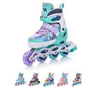 meteor Adjustable Shoe 4-in-1 Kids Skates - Beginner Quad, Inline & Ice Skating Set - Children’s Roller Boots - ABEC 7 - Big Wheels - Skates Carbon 4in1Girls - Kidsroller