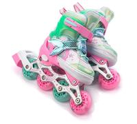 meteor Adjustable Shoe 4-in-1 Kids Skates - Beginner Quad, Inline & Ice Skating Set - Children’s Roller Boots - ABEC 7 - Big Wheels - Skates Carbon 4in1Girls - Kidsroller