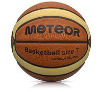 meteor Basketball - Durable Cellular Surface basket ball for Indoor & Outdoor Play - Textured Grip for Control - Ideal for Training, School & Street Basketball - size 7 - brown/cream