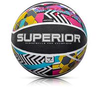 meteor - Basketball for Children Women Men, Orange, Ideal For Indoor Training Matches Soft Non-Slip Surface High Durability Good Grip Rubber (Superior #7, Abstract)