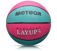 meteor - Basketball for Children, Women & Men - Soft Non-Slip Rubber, Durable Ball for Indoor Training & Matches - Abrasion Resistant, Non-slip Surface - Size 5 (Kids) - Colour: Pink/Blue