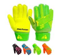 meteor - CATCH Goalkeeper Gloves for Kids & Adults - Football Goalie Gloves with Finger Protection - Strong Grip, Embossed Back - Junior, Youth, Boys - Size 7 - Colour: Green