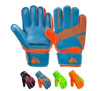 meteor Catch goalkeeper gloves - Goalkeeping gloves Flat Cut, EVA Foam Padding, Strong Grip in Wet & Dry Conditions, Breathable Inserts, Wrist Support Strap, football training - Size 5 - Blue