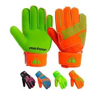 meteor Catch goalkeeper gloves - Goalkeeping gloves Flat Cut, EVA Foam Padding, Strong Grip in Wet & Dry Conditions, Breathable Inserts, Wrist Support Strap, football training - Size 6 - Orange