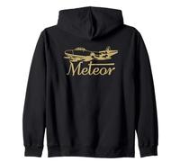 Meteor Classic 1950s British Jet Fighter Plane Flying Zip Hoodie