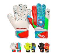 meteor DEFENCE goalkeeper gloves - Goalkeeping gloves Flat Cut with Finger Support, Strong Grip Foam, Breathable Inserts, Wrist Strap for football training - Size 9 - White