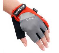 meteor - Fingerless Cycling Gloves - Padded Breathable MTB Gloves for Bikes, Mountain Bike, Gym, Fitness - Shock-Absorbing Anti-Slip Grip, Lightweight - Men Women Kids - Red - Size XXL