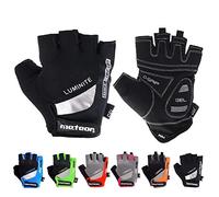 Meteor - Fingerless Cycling Gloves - Padded Breathable MTB Gloves for Bikes, Mountain Bike, Gym, Fitness - Shock-Absorbing Anti-Slip Grip, Lightweight - Men Women Kids - Black - Size L