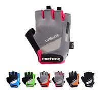 Meteor - Fingerless Cycling Gloves - Padded Breathable MTB Gloves for Bikes, Mountain Bike, Gym, Fitness - Shock-Absorbing Anti-Slip Grip, Lightweight - Men Women Kids - Pink - Size L