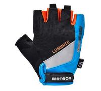 meteor - Fingerless Cycling Gloves - Padded Breathable MTB Gloves for Bikes, Mountain Bike, Gym, Fitness - Shock-Absorbing Anti-Slip Grip, Lightweight - Men Women Kids - blue/orange - Size XL