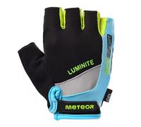 Meteor - Fingerless Cycling Gloves - Padded Breathable MTB Gloves for Bikes, Mountain Bike, Gym, Fitness - Shock-Absorbing Anti-Slip Grip, Lightweight - Men Women Kids - Blue/Green - Size L