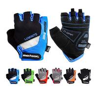 meteor - Fingerless Cycling Gloves - Padded Breathable MTB Gloves for Bikes, Mountain Bike, Gym, Fitness - Shock-Absorbing Anti-Slip Grip, Lightweight - Men Women Kids - Blue - Size XXL
