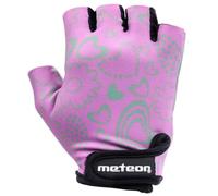 meteor Kid Cycling Gloves With Short Half Fingers Fastened Children Kid Child Bike Safety Accessories Hand Protect(M ~7-7,5cm 2.7-2.9inch, Flower)