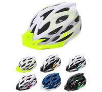Meteor GRUVER Cycle Helmet - Lightweight Adjustable Helmet for Men, Women, Kids - MTB, Bike, Skateboard, Scooter & Hoverboard - Detachable Visor - S (52-56 cm, 20.4-22 inch) - White/Green