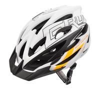 Meteor GRUVER Cycle Helmet - Lightweight Adjustable Helmet for Men, Women, Kids - MTB, Bike, Skateboard, Scooter & Hoverboard - Detachable Visor - L (58-61 cm, 22.8-24 inch) - White/Black/Orange