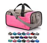 Sports Bag Gym Holdall Men Women Duffel Shoulder Fitness Bag Swimming Pool Bag Travel Holiday Strap Cabin Luggage Weekender Overnight Camping Small 20L Large 40L (Grey/Pink, 20 L)