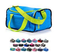 Sports Bag Gym Holdall Men Women Duffel Shoulder Fitness Bag Swimming Pool Bag Travel Holiday Strap Cabin Luggage Weekender Overnight Camping Small 20L Large 40L (Blue/Green 2, 20 L)