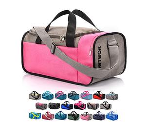 meteor Gym Bag Womens & Mens 20l - Lightweight Sports Holdall with Shoe Compartment & Shoulder Strap - Unisex Travel Duffel - Underseat Cabin Luggage for Weekend or Overnight Trip, Grey/Pink