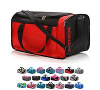 meteor Gym Bag Womens & Mens 40l - Lightweight Sports Holdall with Shoe Compartment & Shoulder Strap - Unisex Travel Duffel - Underseat Cabin Luggage for Weekend or Overnight Trip, Red/Black