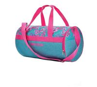 meteor Gym Duffel Cabin Holdall Bag - Lightweight Sports Luggage with Shoe Compartment, Shoulder Strap, Underseat Hand Size for Travel Workout Weekend Overnight (Blue/Pink Flowers, 25L)