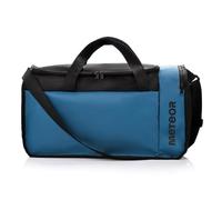 meteor Gym Duffel Cabin Holdall Bag - Lightweight Sports Luggage with Shoe Compartment, Shoulder Strap, Underseat Hand Size for Travel Workout Weekend Overnight (Black/Blue, 50x30x27 cm