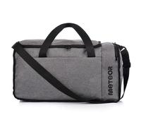 meteor Gym Duffel Cabin Holdall Bag - Lightweight Sports Luggage with Shoe Compartment, Shoulder Strap, Underseat Hand Size for Travel Workout Weekend Overnight (Heather Grey/Black, 50x30x27 cm