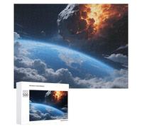 Meteor Impact Earth Jigsaw Puzzle 500 PCS Challenging Fun Puzzles Wooden Jigsaw Puzzles for Adults Families
