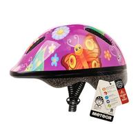 Meteor Kids Bike Helmet Butterfly XS 44-48 cm, Toddler & Child Cycling Helmet, Lightweight Adjustable Scooter & Skate Helmet with Airflow Vents, Washable Padding, Safety Head Protection