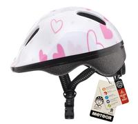 Meteor Kids Bike Helmet Hearts S 48-52 cm, Toddler & Child Cycling Helmet, Lightweight Adjustable Scooter & Skate Helmet with Airflow Vents, Washable Padding, Safety Head Protection